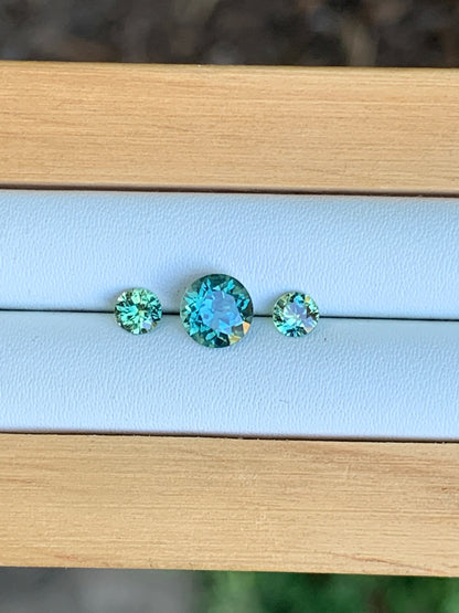 Matched teal parti Australian sapphires from the Central Queensland Gemfields