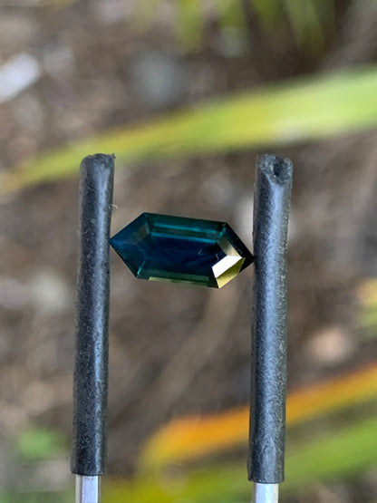 Elongated hexagon Australian sapphire sourced from the Central Queensland Gemfields