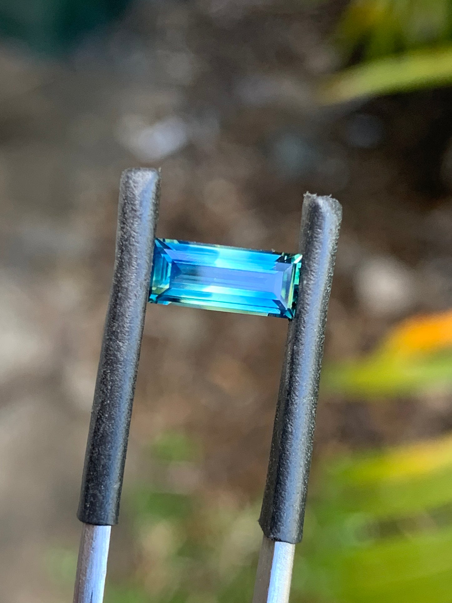Close-up of a 1.30ct bi-colour parti Australian sapphire