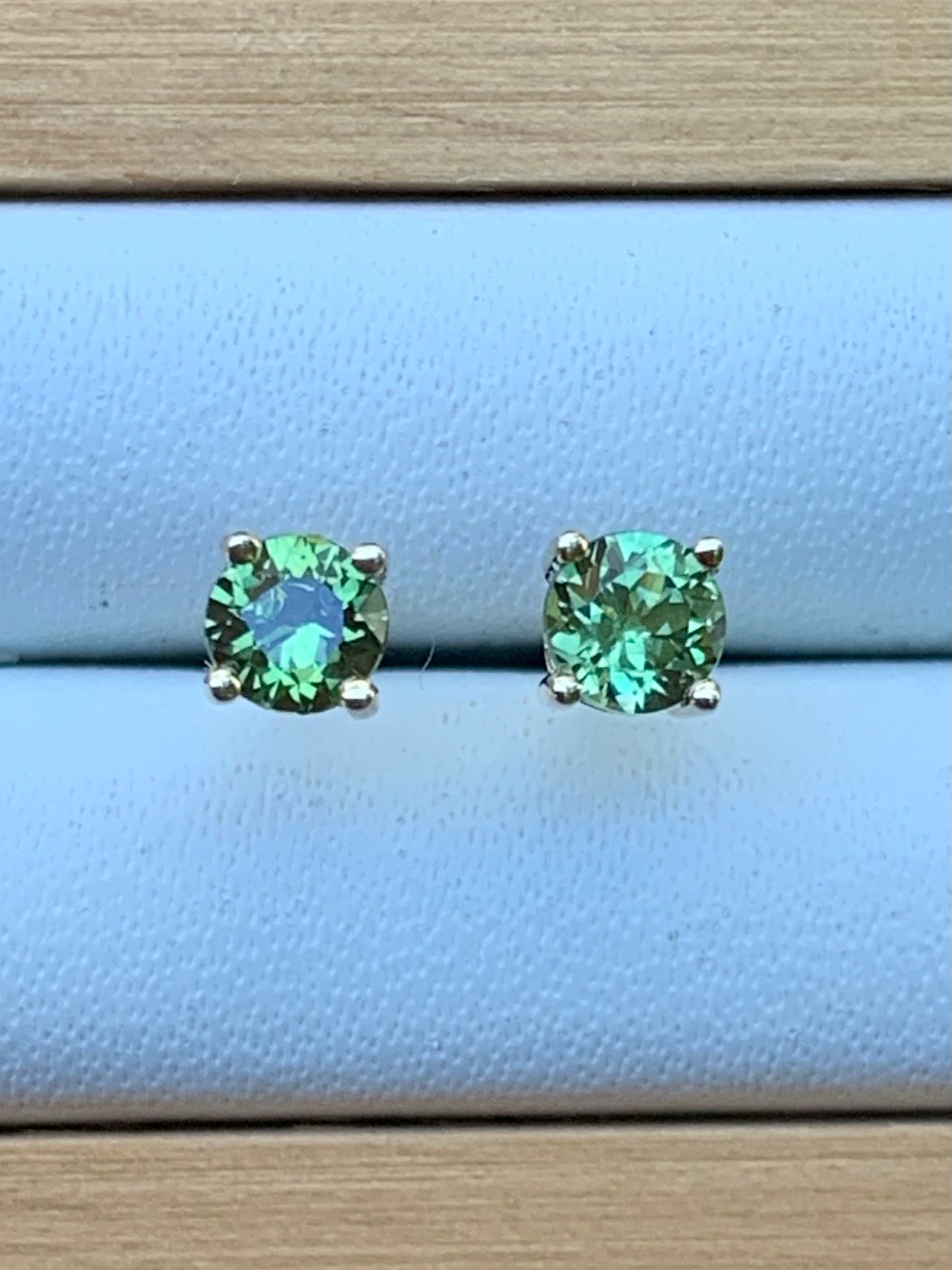 Green Australian Sapphire Earrings ~ 3.5mm Gold Studs