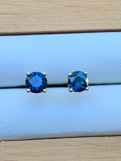 Blue Australian Sapphire Earrings ~ 3.5mm Gold Studs
