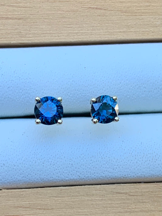 Blue Australian Sapphire Earrings ~ 3.5mm Gold Studs
