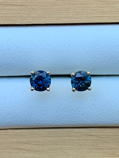 Blue Australian Sapphire Earrings ~ 3.5mm Gold Studs