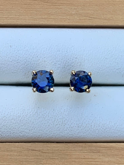 Blue Australian Sapphire Earrings ~ 3.5mm Gold Studs