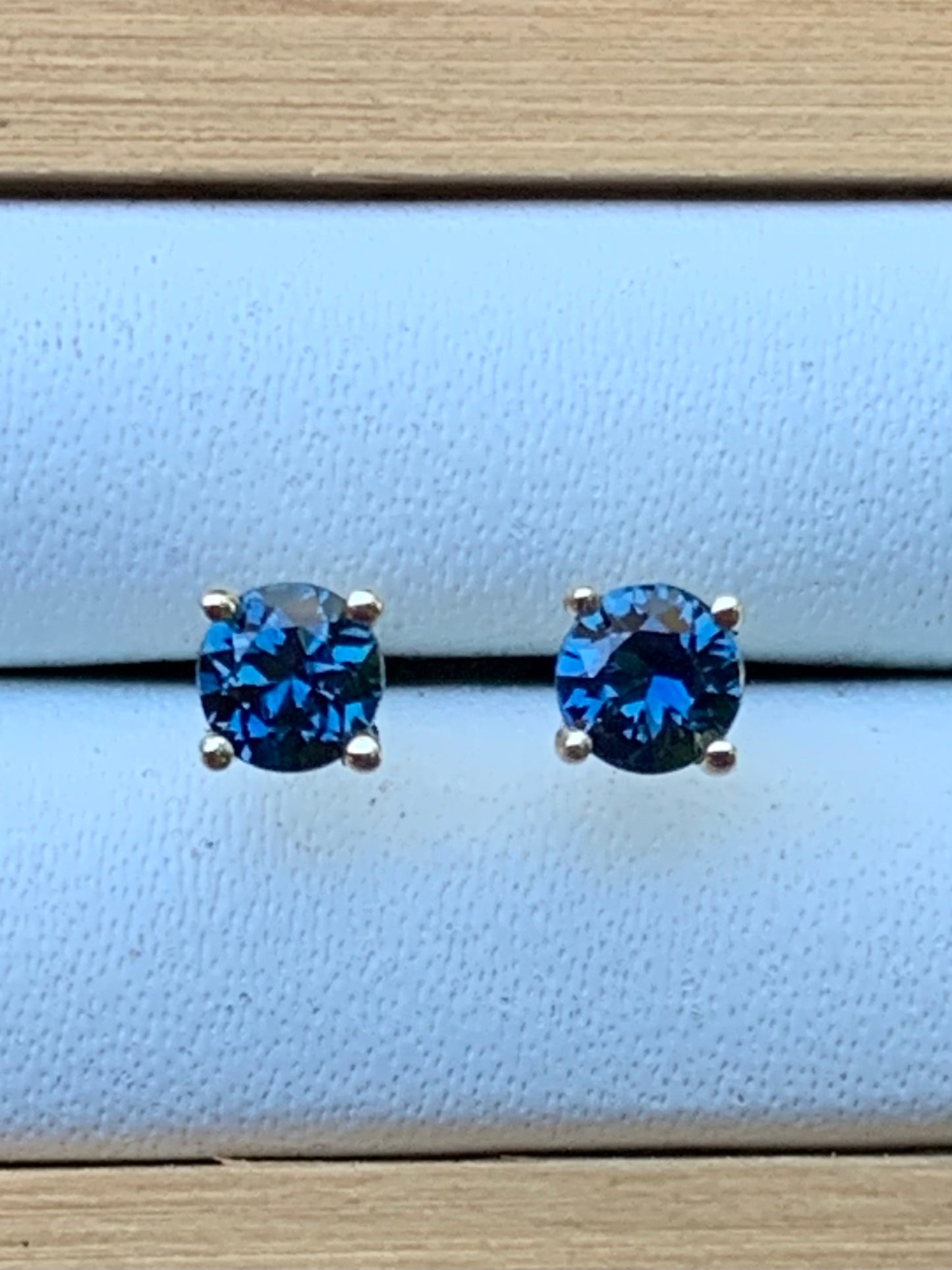 Blue Australian Sapphire Earrings ~ 3.5mm Gold Studs