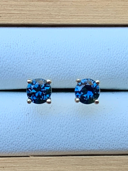 Blue Australian Sapphire Earrings ~ 3.5mm Gold Studs