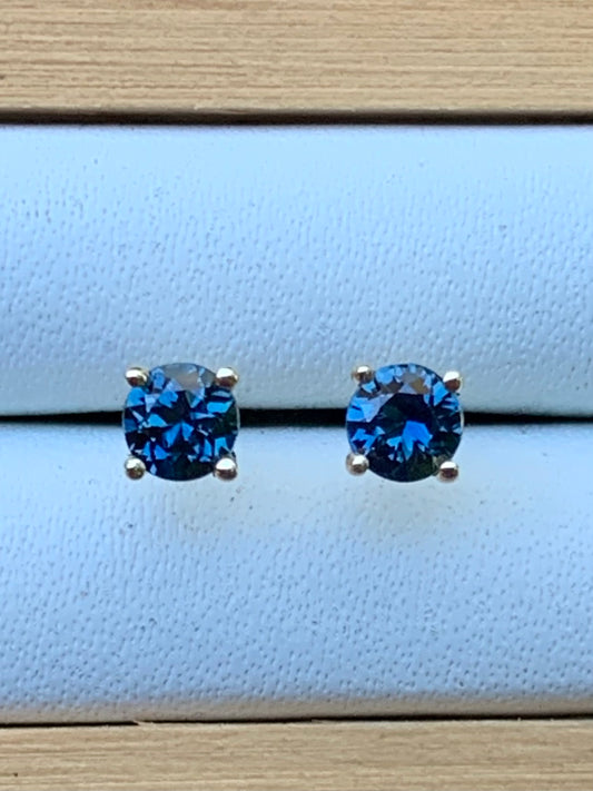 Blue Australian Sapphire Earrings ~ 3.5mm Gold Studs