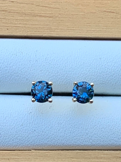 Blue Australian Sapphire Earrings ~ 3.5mm Gold Studs