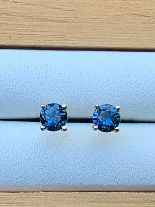 Blue Australian Sapphire Earrings ~ 3.5mm Gold Studs