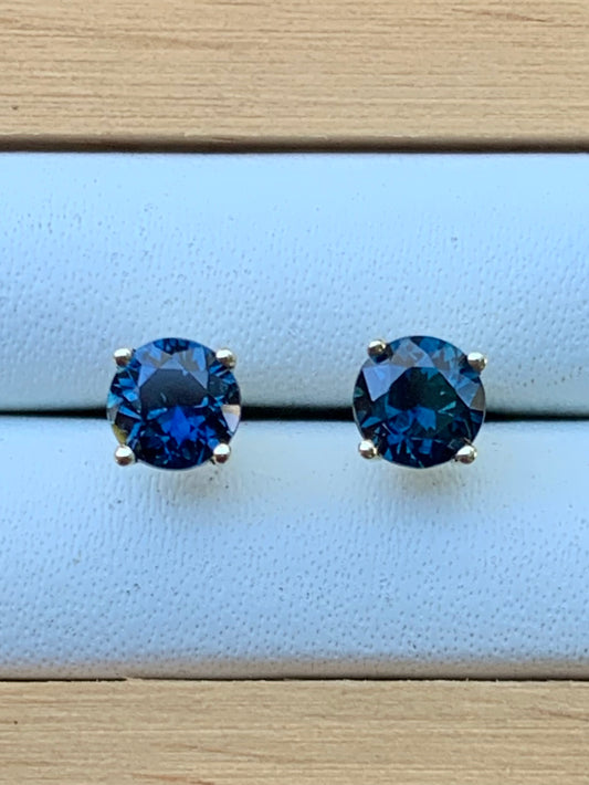 Blue Australian Sapphire Earrings ~ 4.5mm Gold Studs