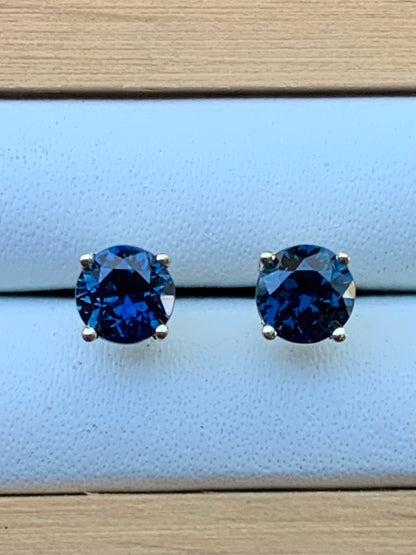 Blue Australian Sapphire Earrings ~ 4.5mm Gold Studs