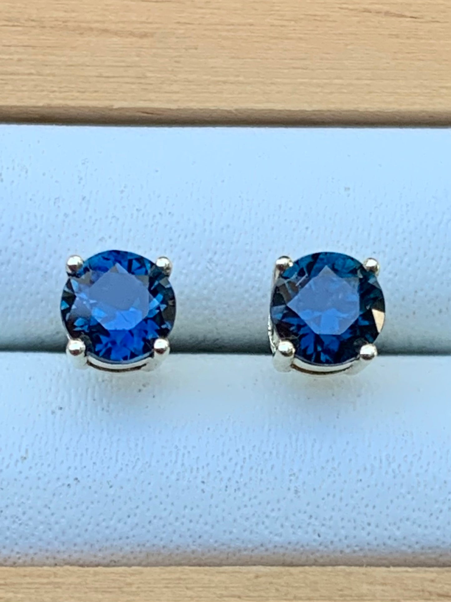 Blue Australian Sapphire Earrings ~ 4.5mm Gold Studs