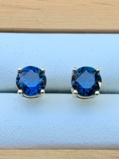Blue Australian Sapphire Earrings ~ 4.5mm Gold Studs