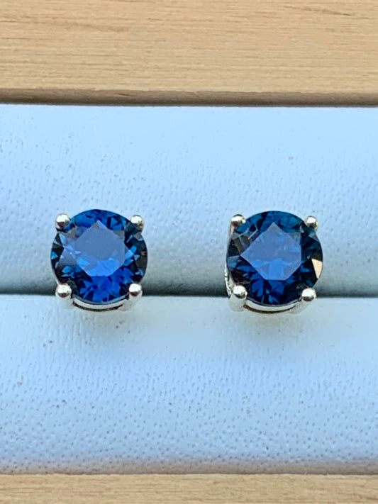 Blue Australian Sapphire Earrings ~ 4.5mm Gold Studs