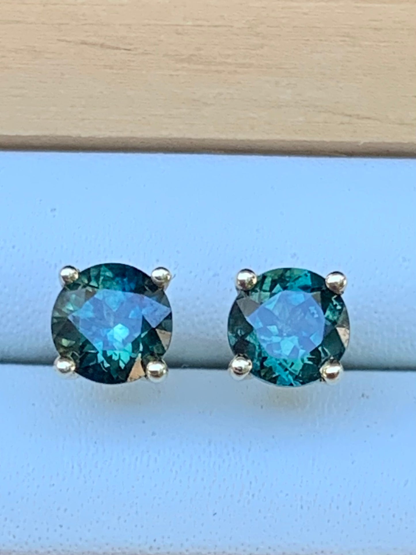 Teal Australian Sapphire Earrings ~ 5mm Gold Studs
