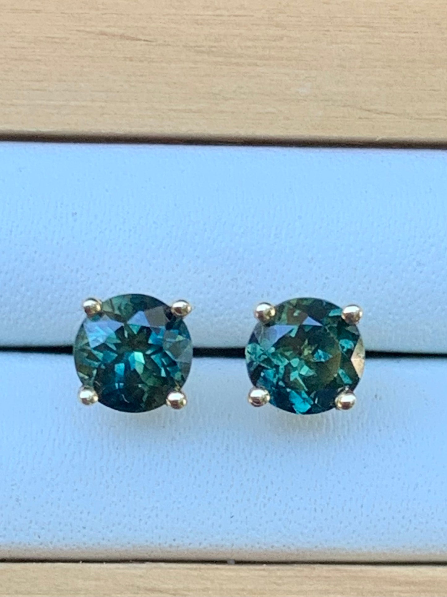 Teal Australian Sapphire Earrings ~ 5mm Gold Studs