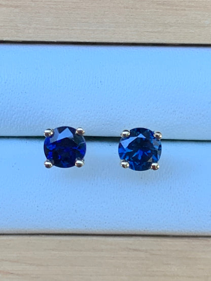 Blue Australian Sapphire Earrings ~ 4mm Gold Studs