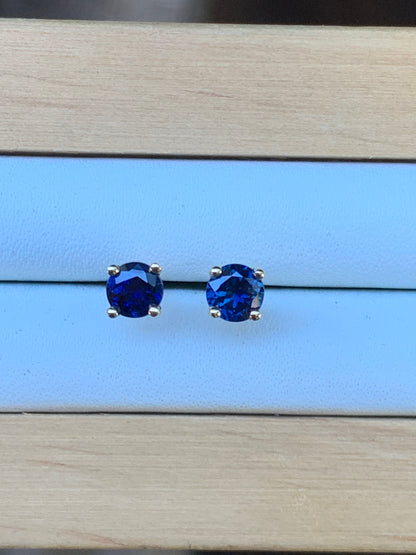 Blue Australian Sapphire Earrings ~ 4mm Gold Studs