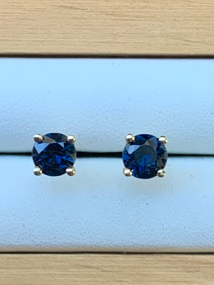 Blue Australian Sapphire Earrings ~ 4mm Gold Studs