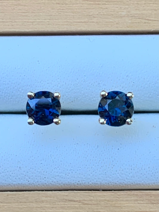 Blue Australian Sapphire Earrings ~ 4mm Gold Studs
