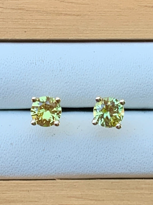 Yellow Australian Sapphire Earrings ~ 4mm Gold Studs
