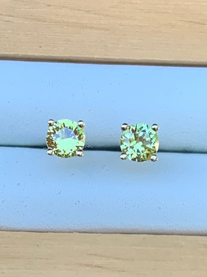 Yellow Australian Sapphire Earrings ~ 4mm Gold Studs