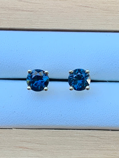 Blue Australian Sapphire Earrings ~ 4mm Gold Studs