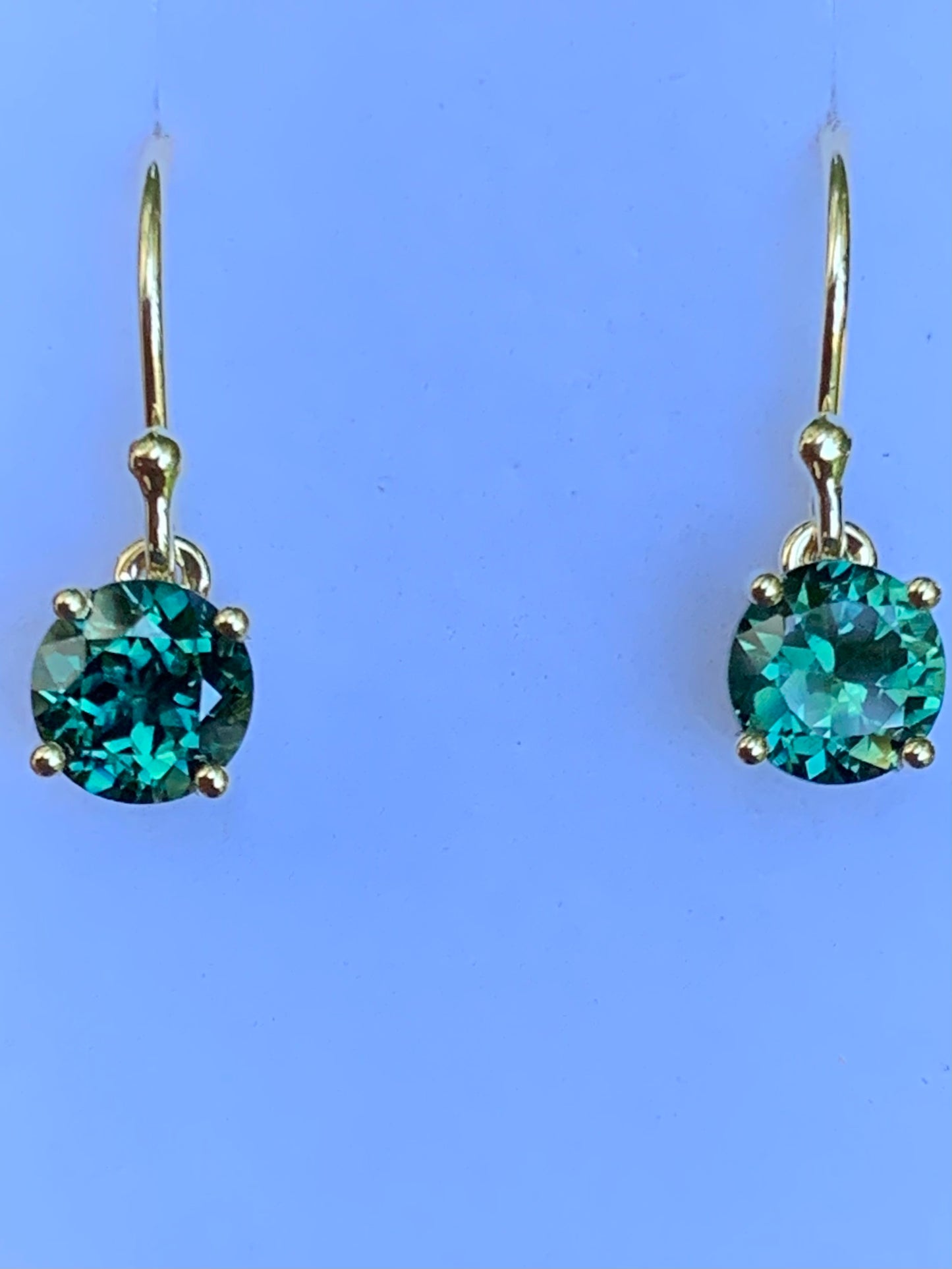 2.27ct Australian Parti Sapphire Earrings ~ 6mm Gold Drop Earrings