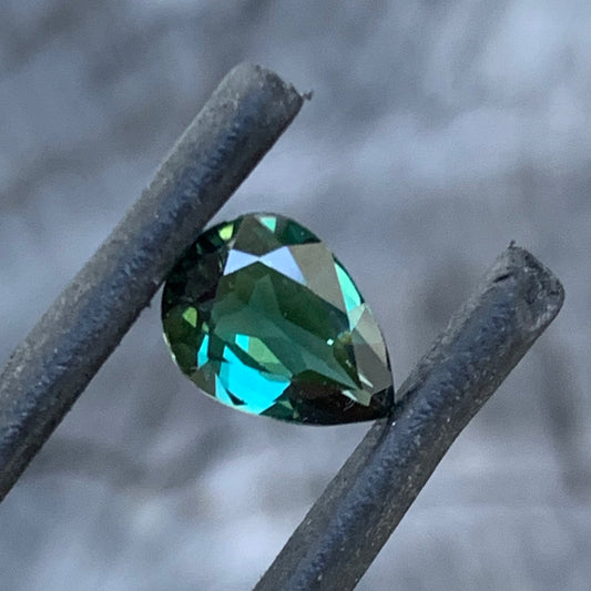 1.27ct deep teal Australian sapphire, pear cut, heated