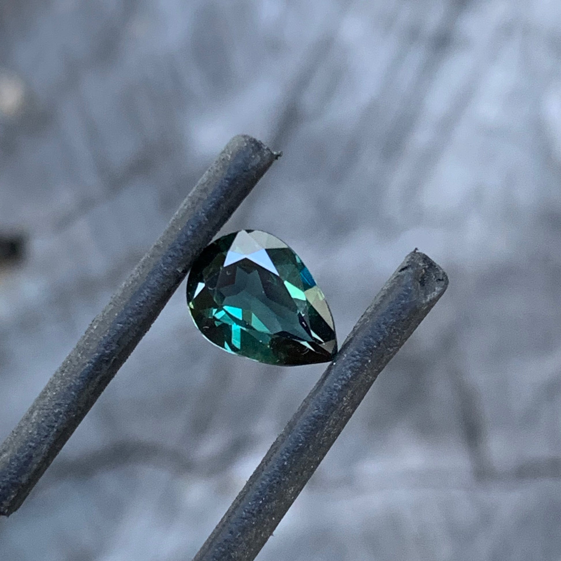 Natural Australian teal sapphire, 1.27ct pear cut