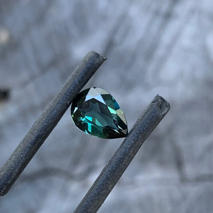 Natural Australian teal sapphire, 1.27ct pear cut