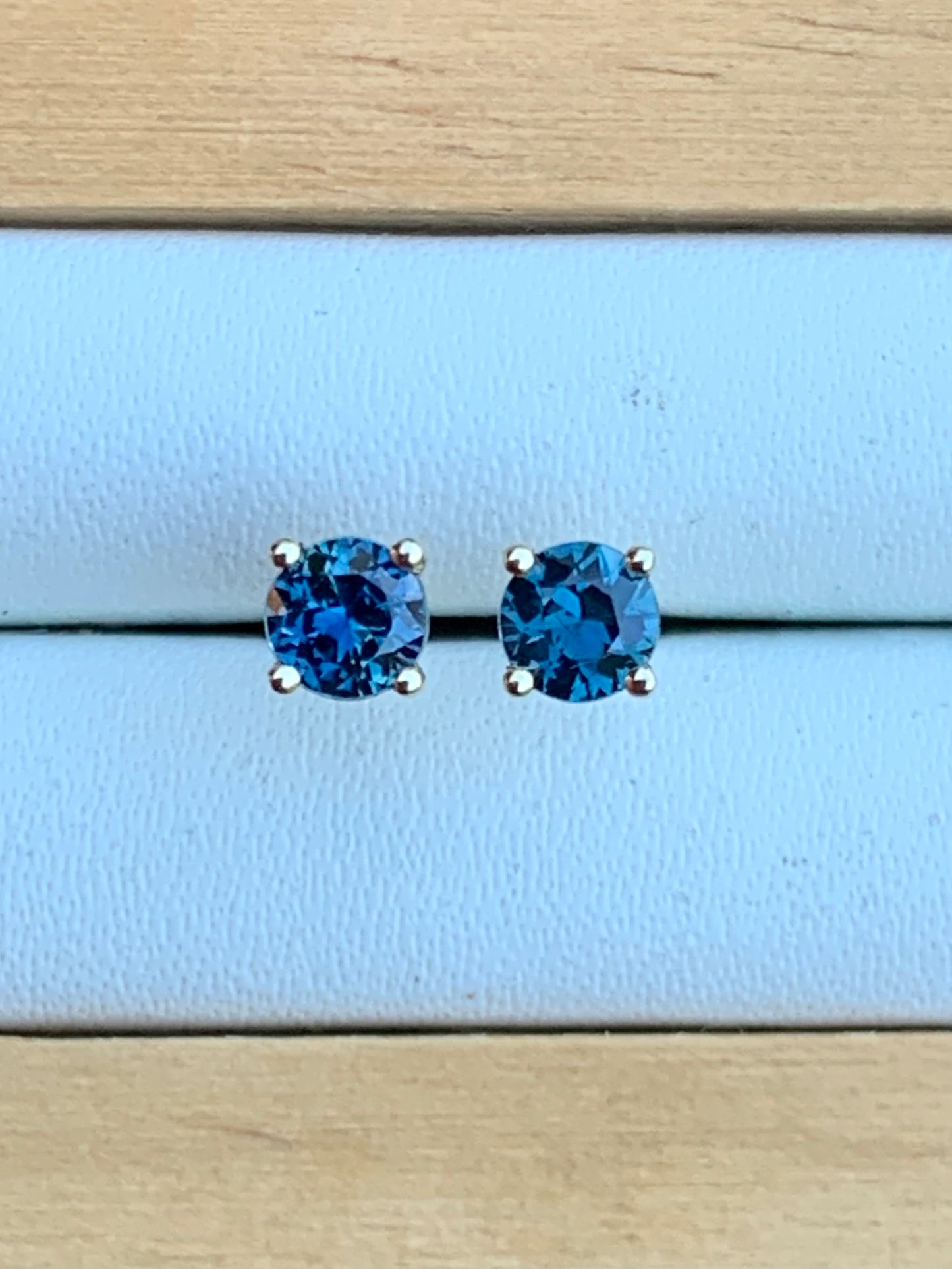 Blue Australian Sapphire Gold Stud Earrings
