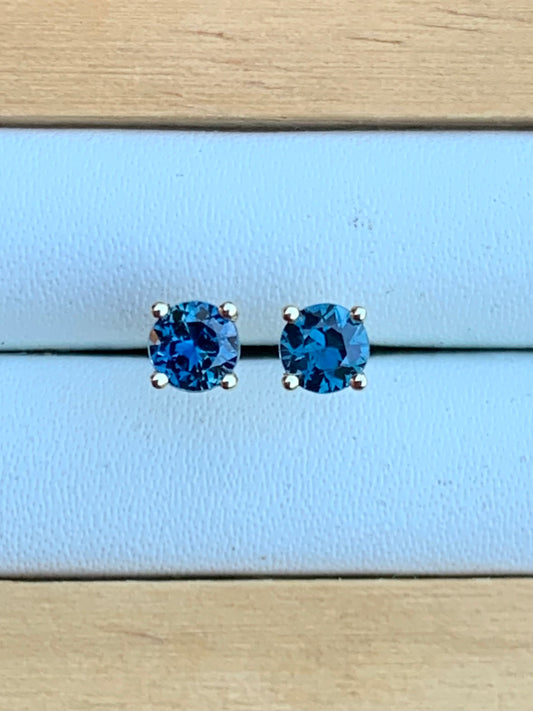 Blue Australian Sapphire Gold Stud Earrings