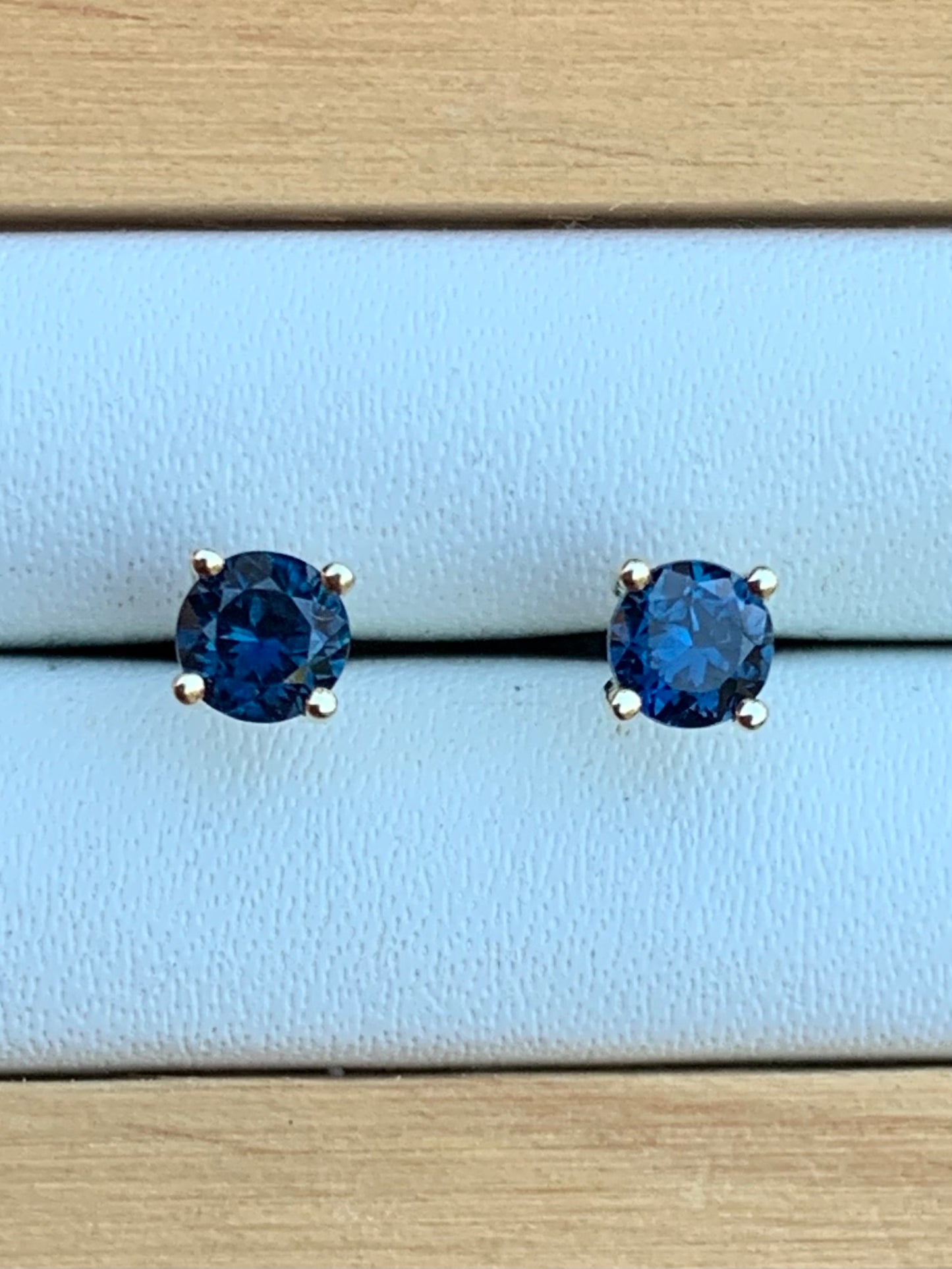 Blue Australian Sapphire Earrings ~ 3.5mm Gold Studs