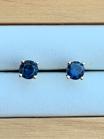 Blue Australian Sapphire Earrings ~ 3.5mm Gold Studs