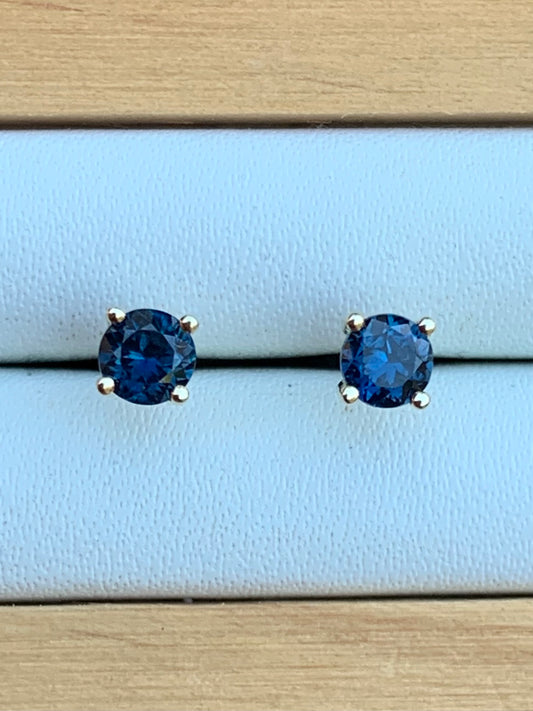 Blue Australian Sapphire Earrings ~ 3.5mm Gold Studs