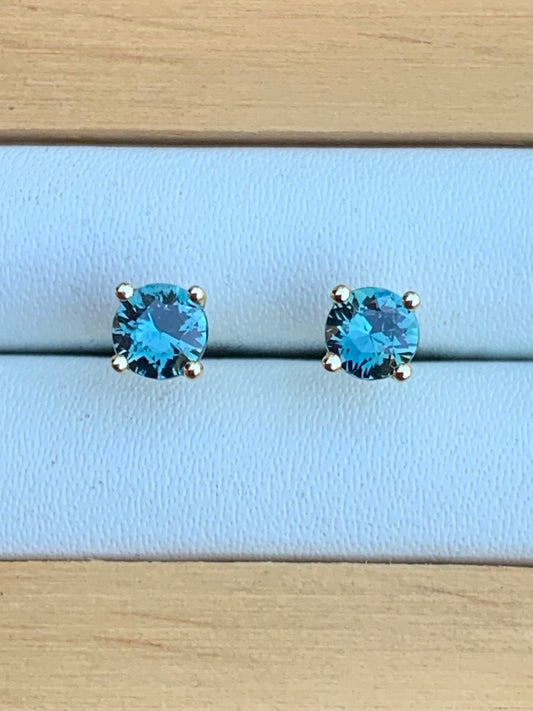 Light Blue Australian Sapphire Stud Earrings