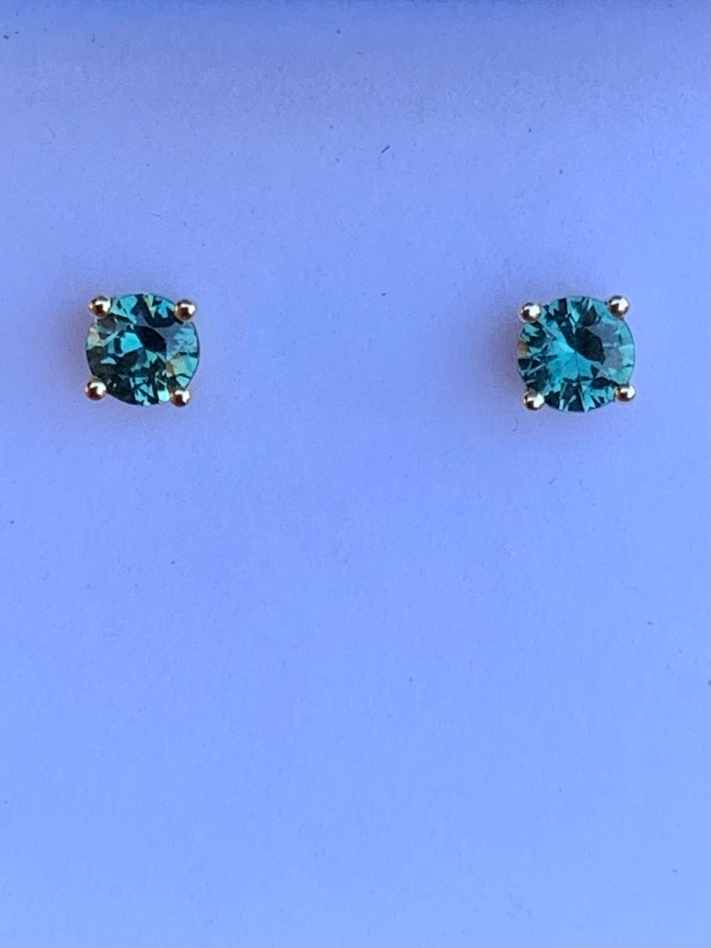 Light Blue Australian Sapphire Earrings ~ 4mm Gold Studs