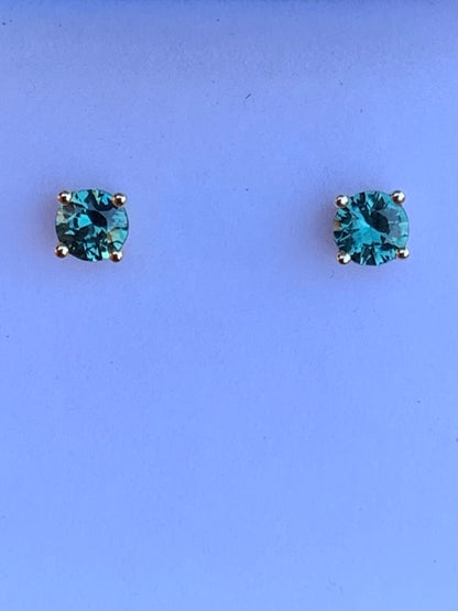 Light Blue Australian Sapphire Earrings ~ 4mm Gold Studs