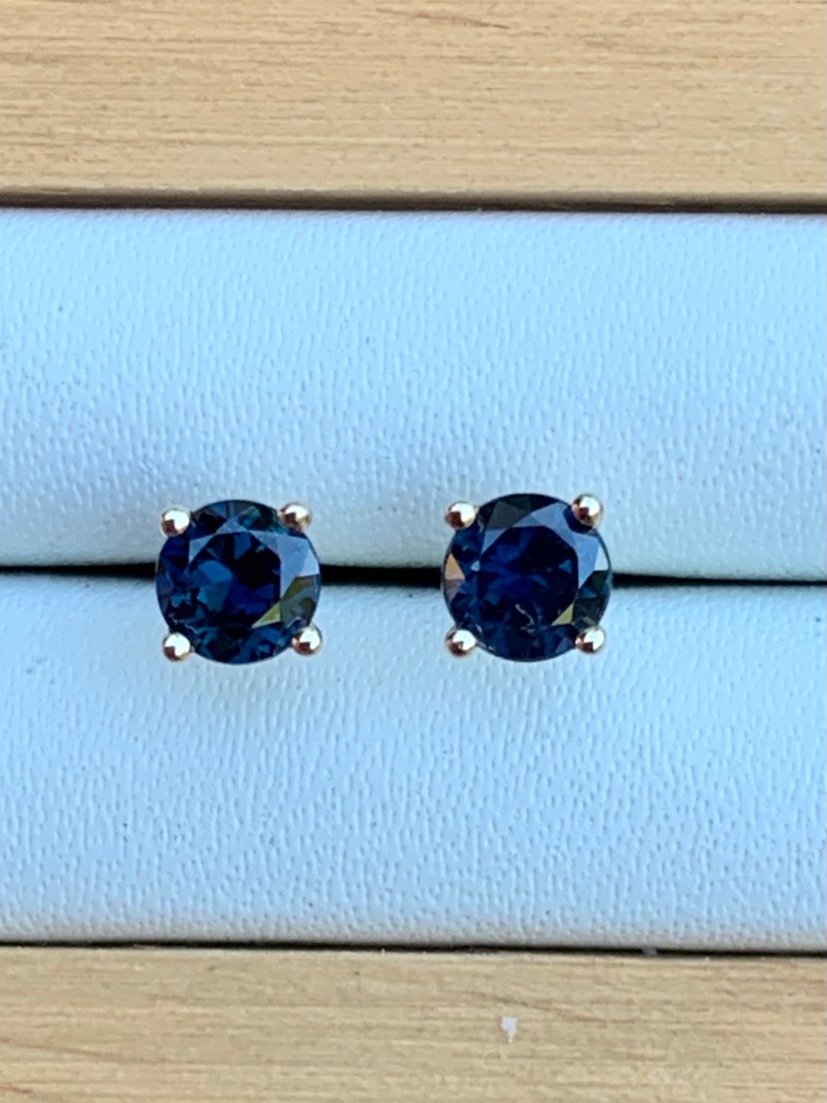 Blue Australian Sapphire Stud Earrings