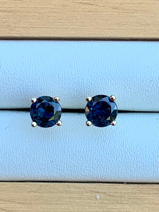 Blue Australian Sapphire Stud Earrings