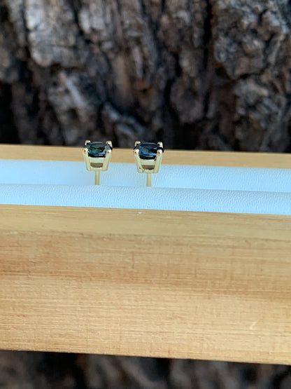 Side view of Blue Australian Sapphire Stud Earrings