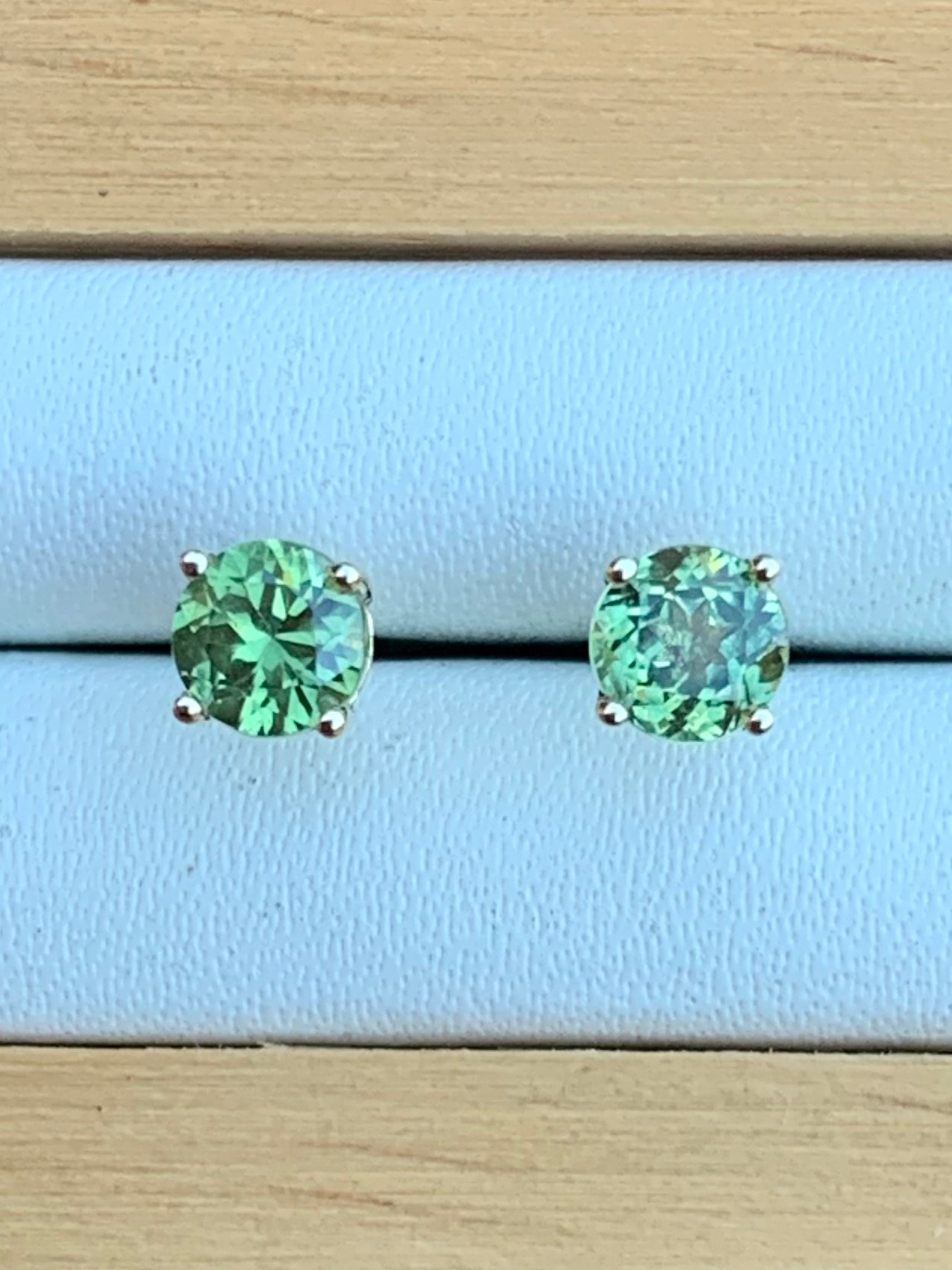 Green Australian Sapphire Stud Earrings