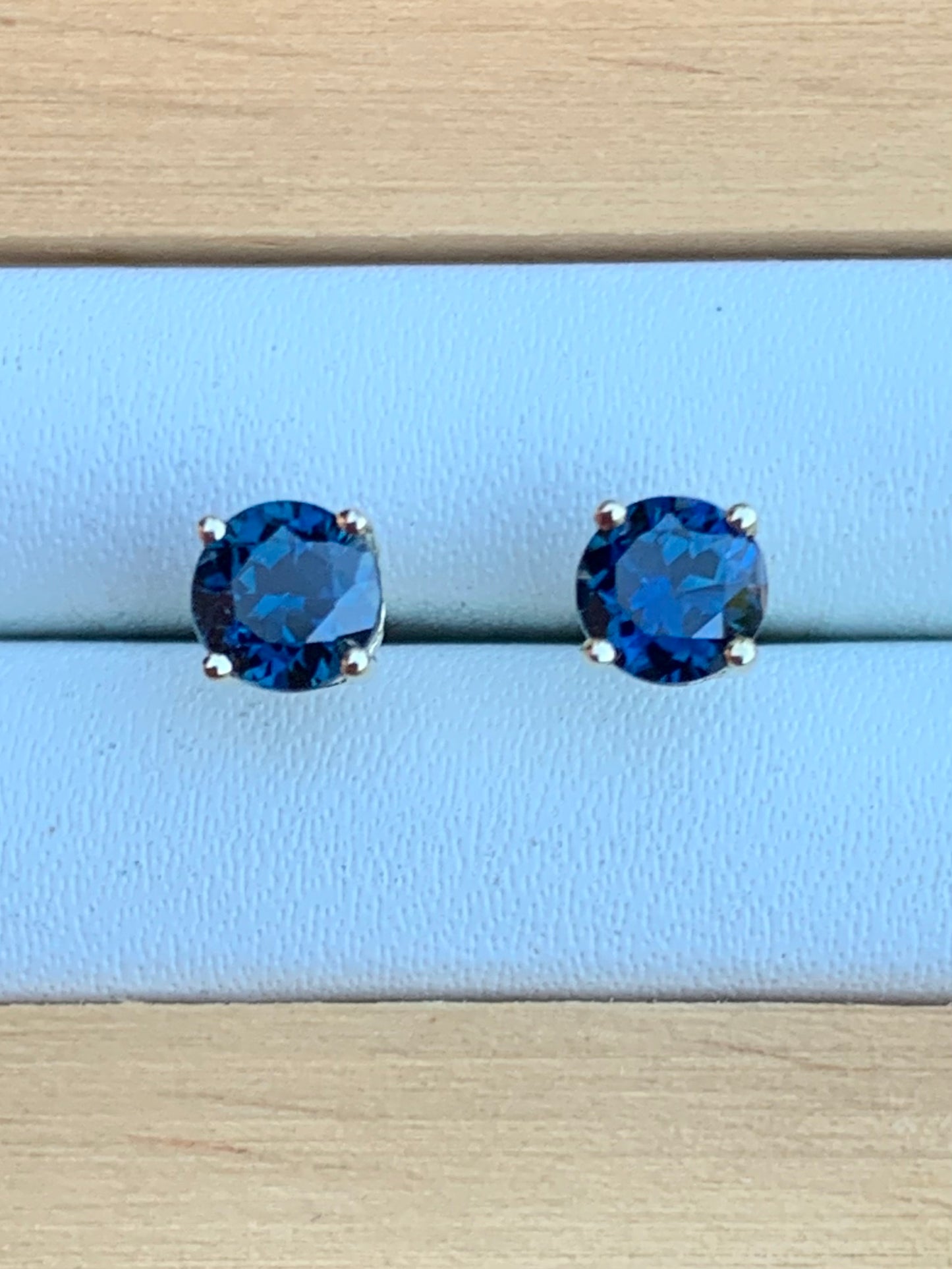 Blue Australian Sapphire Gold Stud Earrings