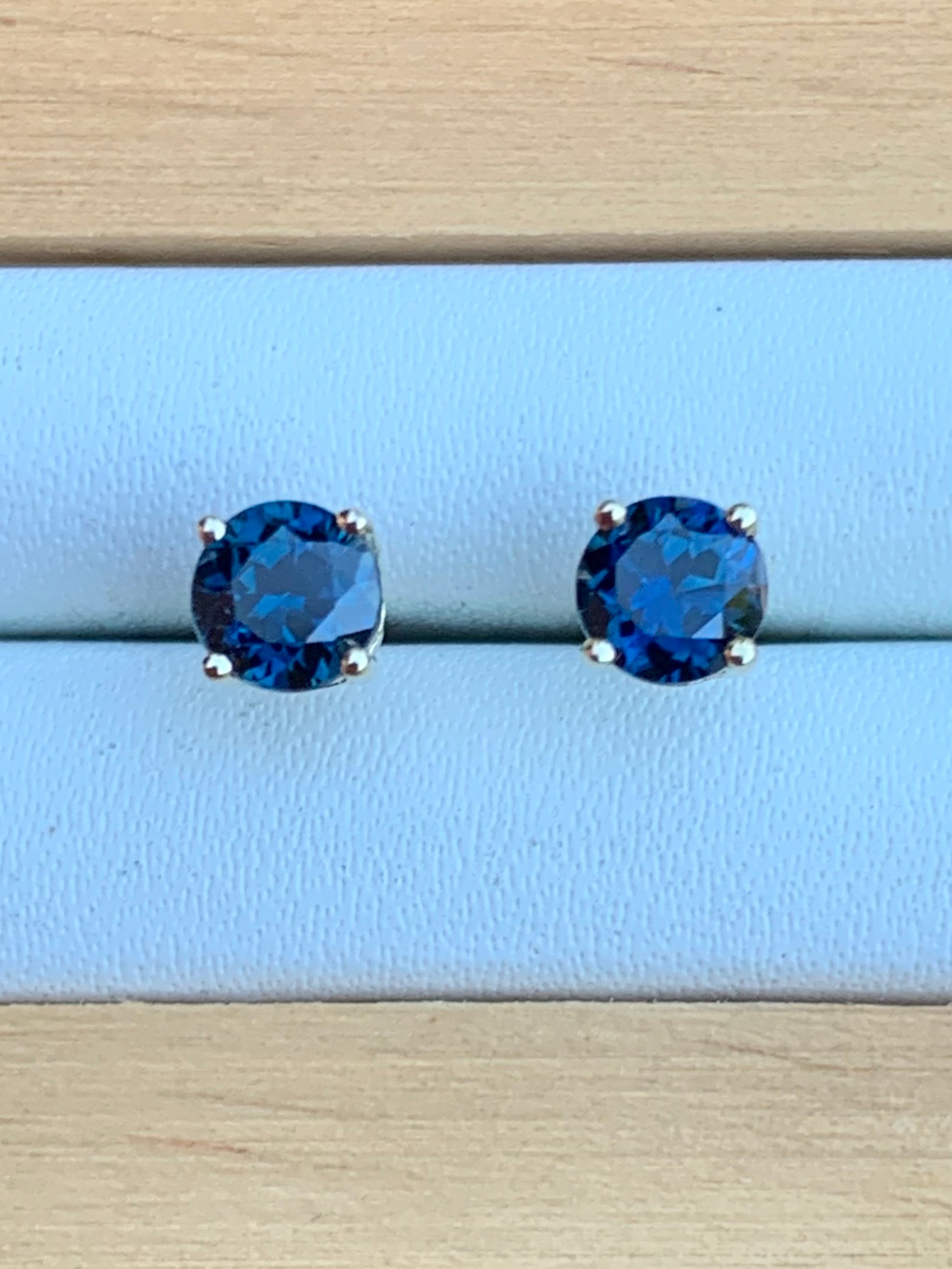 Blue Australian Sapphire Gold Stud Earrings