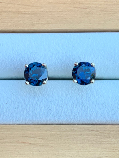 Blue Australian Sapphire Gold Stud Earrings