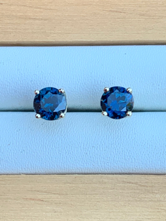 Blue Australian Sapphire Gold Stud Earrings
