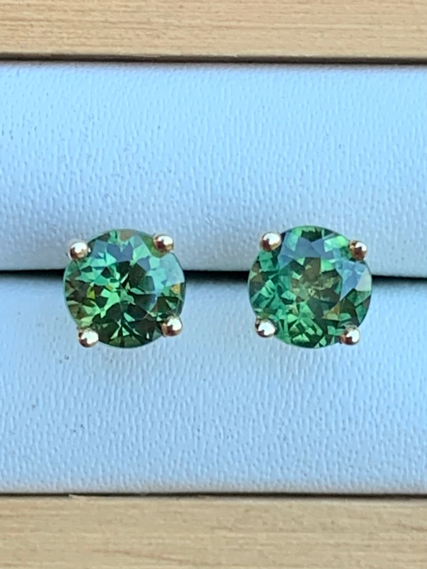 Green Australian Sapphire Stud Earrings