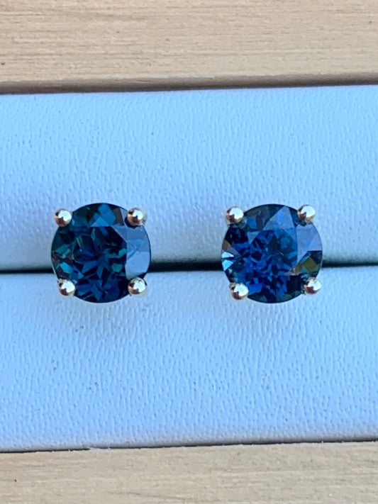Blue Australian Sapphire Stud Earrings