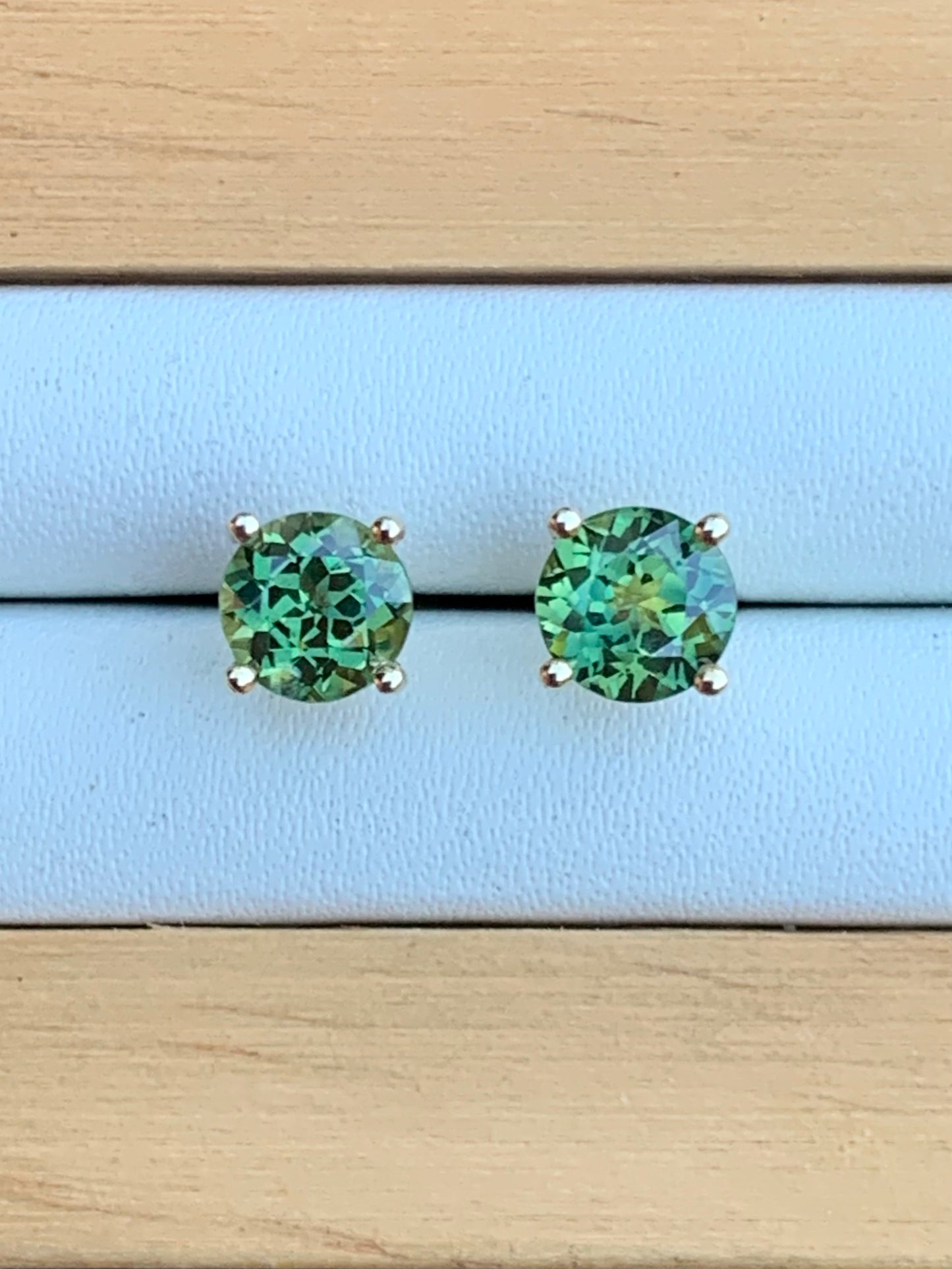 Australian Parti Sapphire Earrings ~ 5.5mm Gold Studs